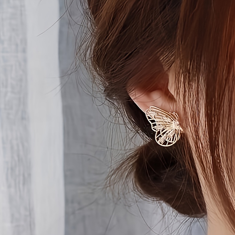 Glitter Butterfly Stud Earrings for Women April Birthstone